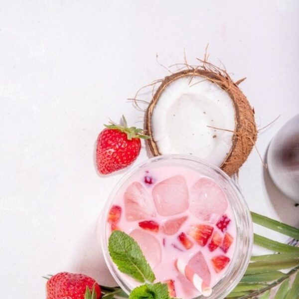 Strawberry with Coconut cubes